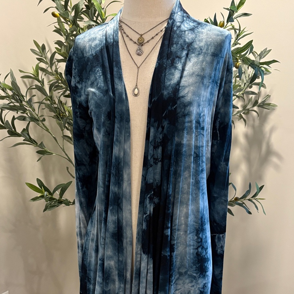 Blue Tie-Dye Open Cardigan size S